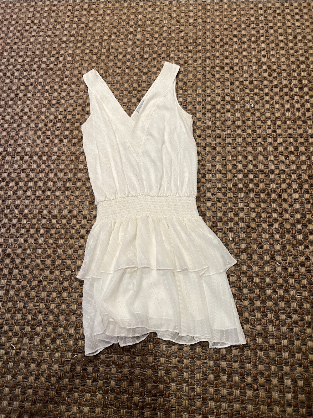 Ramy Brook Cream V-Neck Tiered Mini Dress off White small